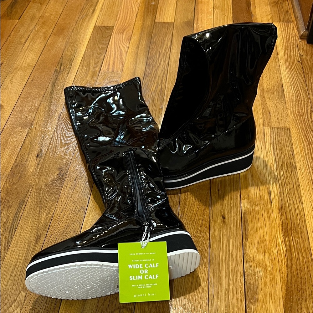 Black leather brand new tall boot
